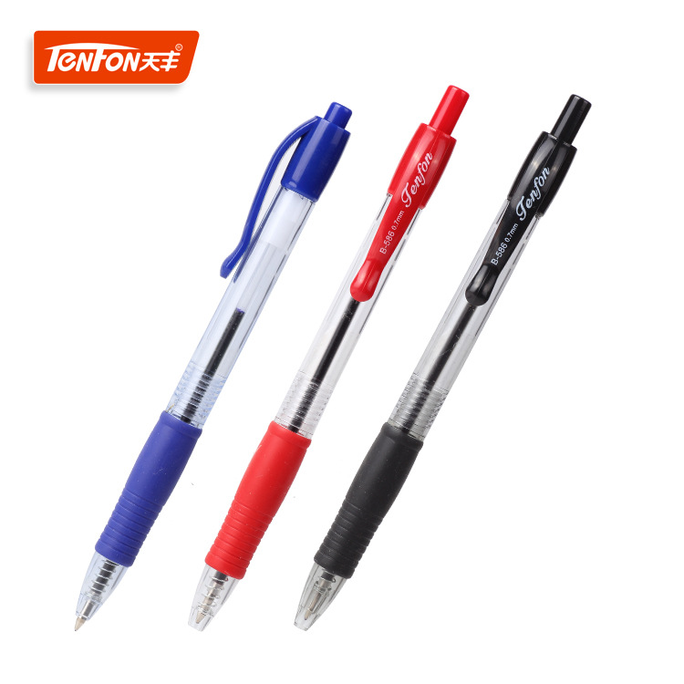 Foreign trade version transparent ballpoint pen press plastic ballpoint pen 586 three-color ballpoint pen
