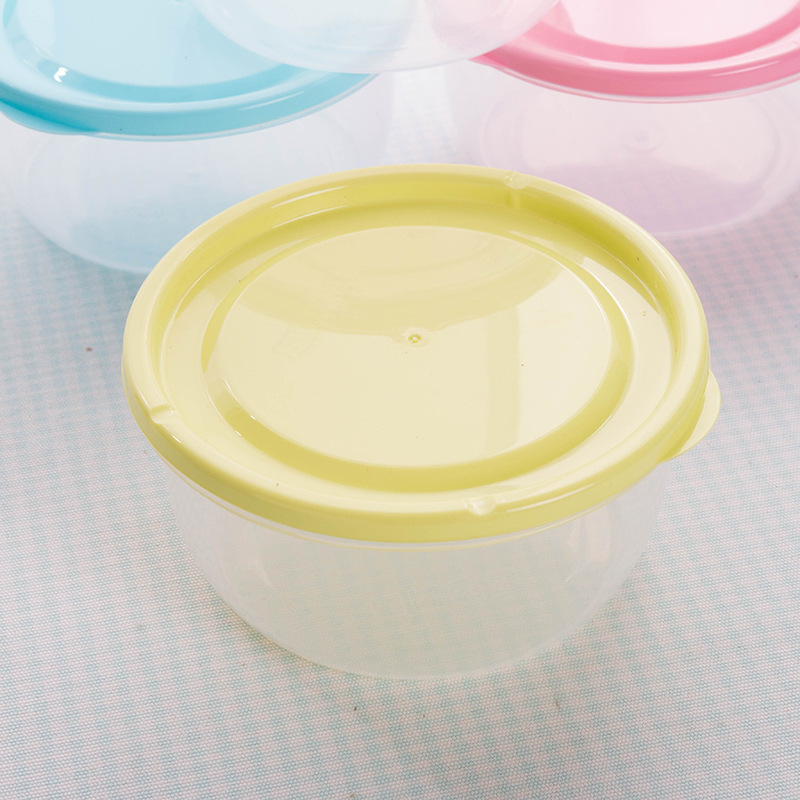 Round plastic food storage box, transparent refrigerator food storage box, sealed PP microwave-heated food storage box Specification image