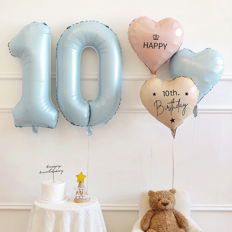 大号蓝色数字气球男孩女宝宝拍照一周岁儿童生日装饰场景布置背景