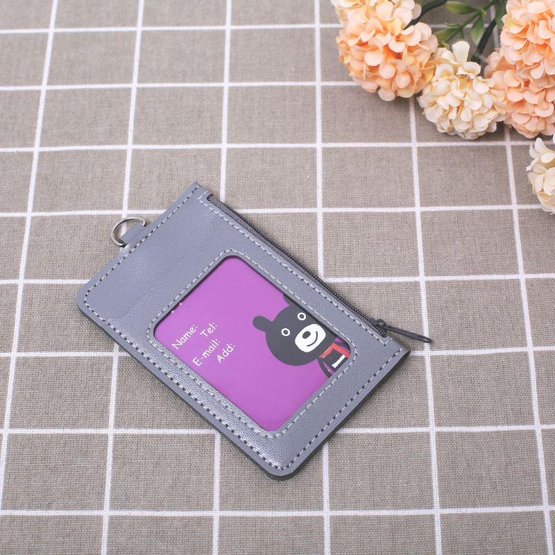 Jinwang Colorful leather zipper pickup truck case card holder, PU campus office multi-position lanyard work ID card case