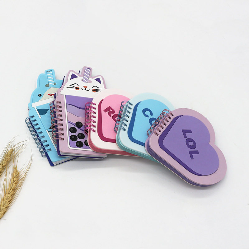 Creative cartoon notebook, portable notepad, PVC soft rubber cover, coil loose-leaf notepad wholesale details Picture