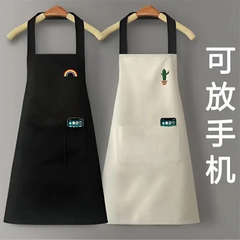 新款网红做饭家务围腰工作服围裙厨房家用防水防油无袖围裙简约