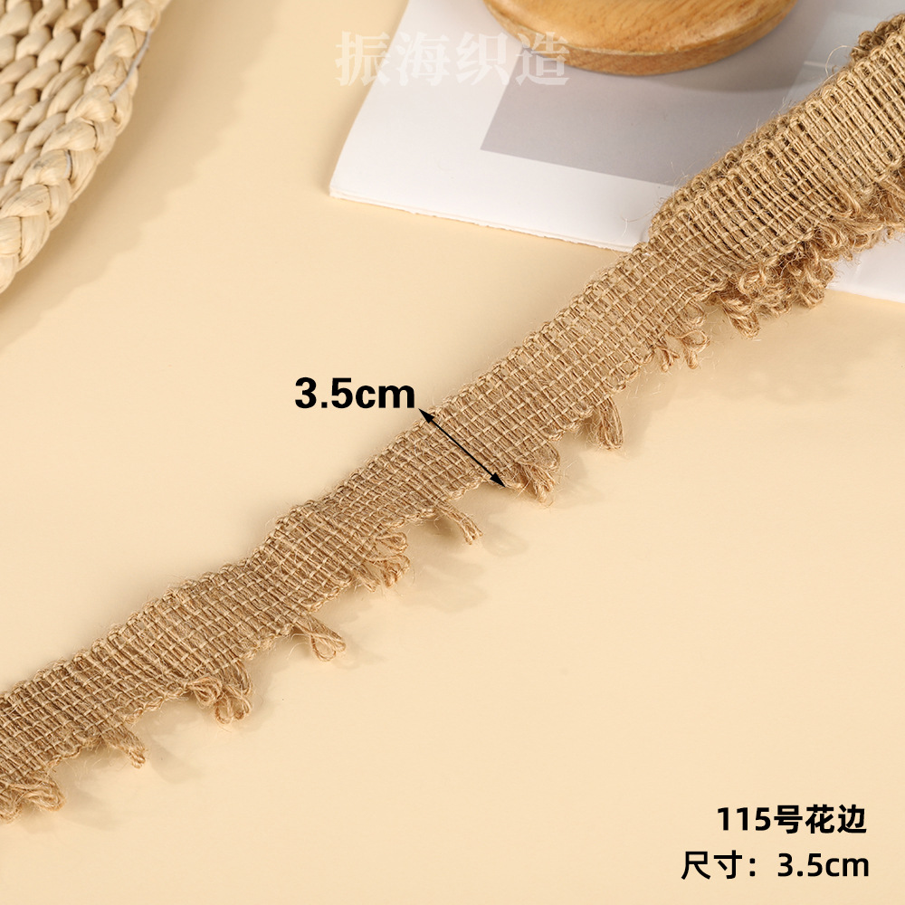 diy黄麻绳织带蝴蝶结蕾丝花边织带家纺家饰装饰黄麻蕾丝麻线花边详情图3