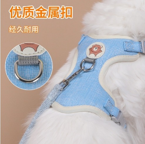 跨境新款宠物胸背带背心式猫猫牵引绳中小型犬防挣脱溜狗绳批发