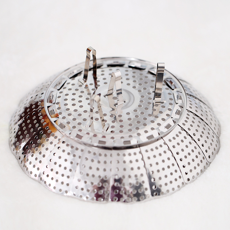 Household kitchen stainless steel three-legged steamer tray, extendable and foldable steamer tray, steaming rack, multi-functional fruit plate details Picture