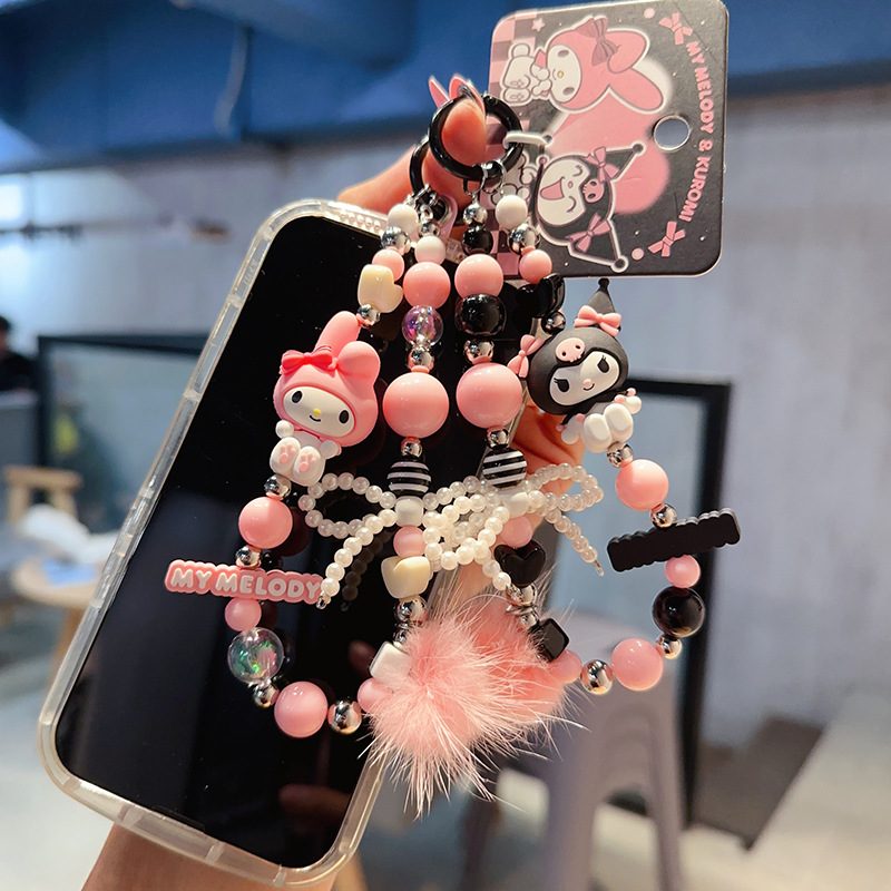 2025 New product, genuine Sanrio Kuromi doll keychain, cute female cinnamon dog plush camera accessory Specification image