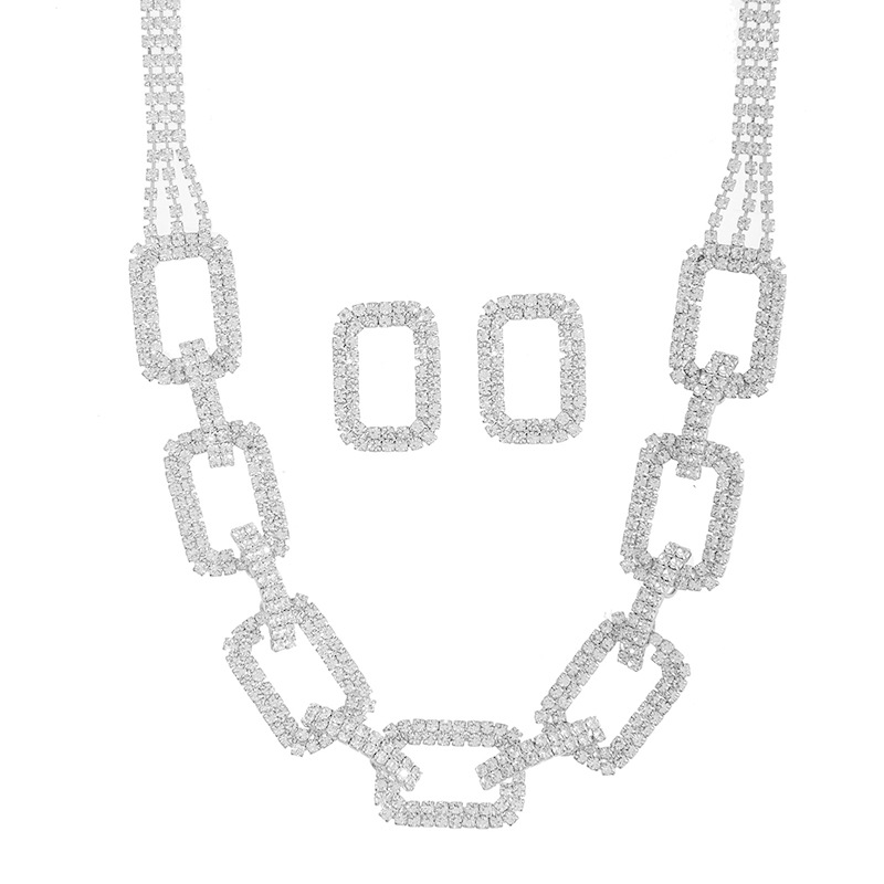 锆石套链/铜两件套/水晶锆石瓜链套链。/头饰/莫桑石戒指白底实物图