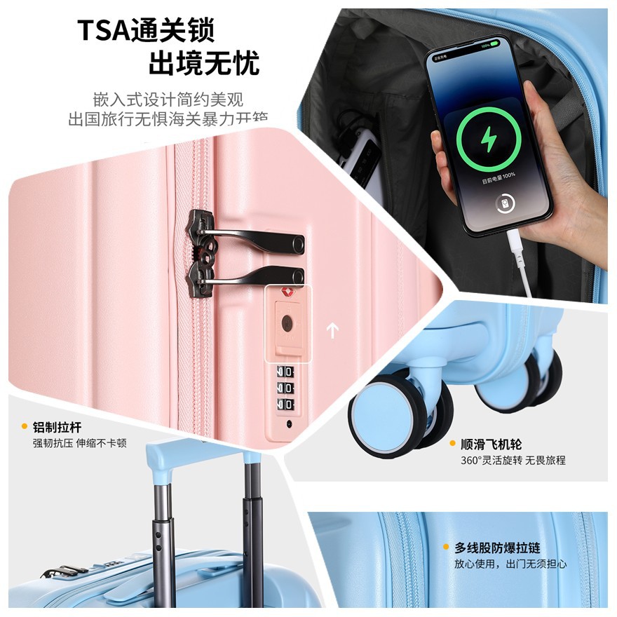 Kay cruise 100%PC travel case 20 "boarding pull case TSA combinación de bloqueo rueda universal para hombres y mujeres casual pull case details Picture