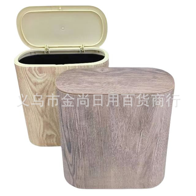 Chinese-style retro imitation marble trash can, household push-type large-capacity trash can, living room, kitchen, bathroom details Picture
