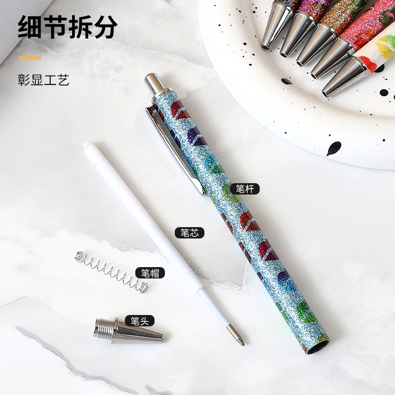 The 2023 color new type of metal ballpoint pen with lip print for the foreskin ballpoint pen and oil pen details Picture