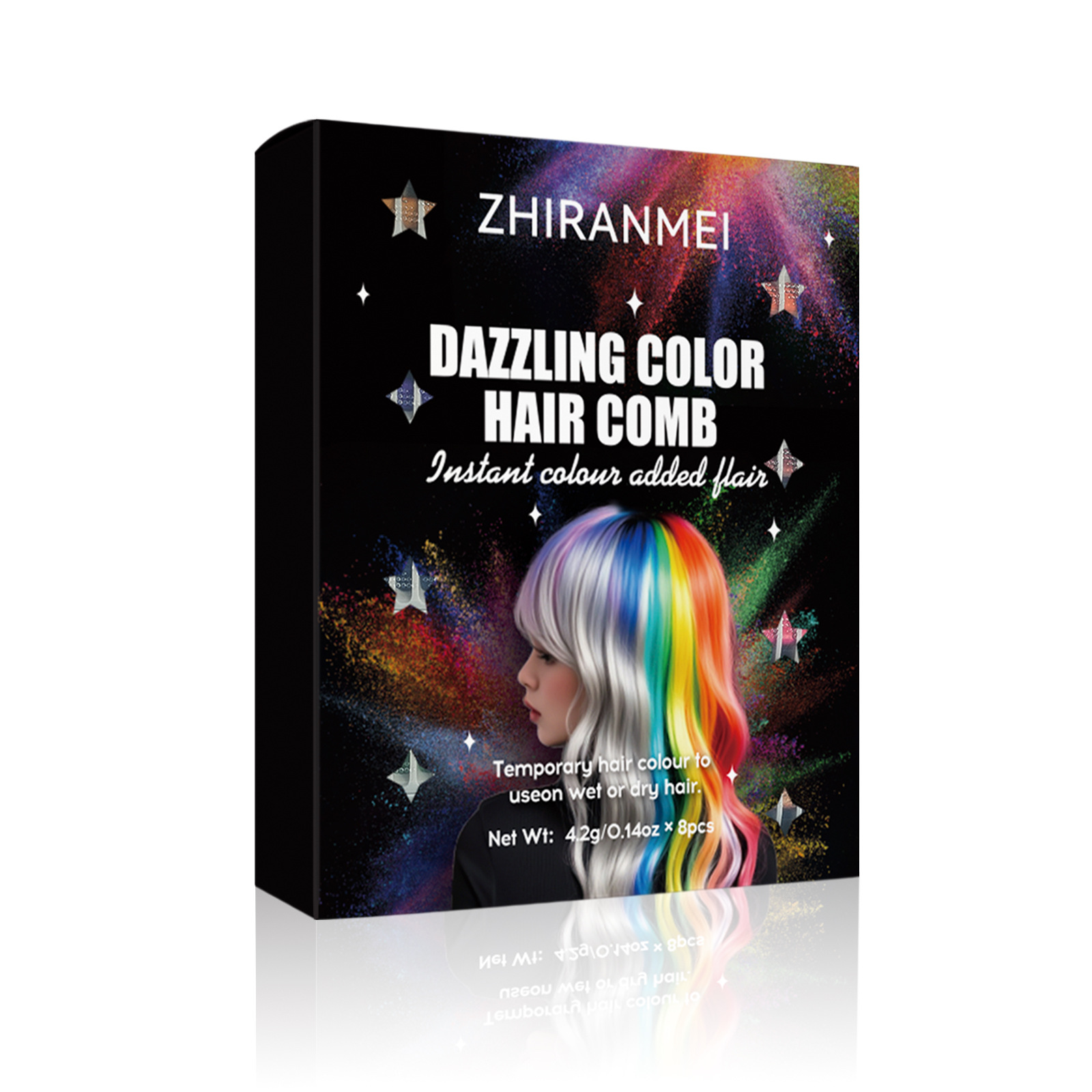 Cross-Border Exclusive Dazzlingcolorhaircomb Folding Hair Dye Comb, 8-Color Hair Dye Crayon Hair Comb, Hair Pen, Hair Stick, 10-Color Hair Comb, Body Painting, All In One Go Item Picture