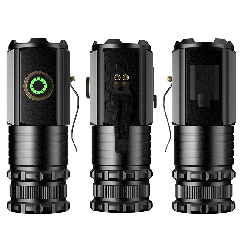 Douyin Amazon Compact multi-functional Type-C charging cap lamp, three P35 high-intensity lamp beads, magnetic flashlight Item Picture