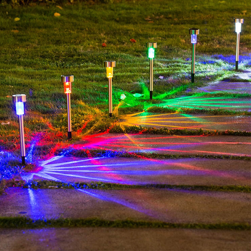 Cross-border solar stainless steel small tube lamp, outdoor waterproof courtyard ground insert lamp, garden landscape solar lawn lamp details Picture