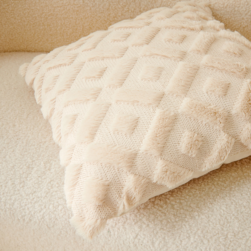 Cross-border foreign trade plush embroidery three-dimensional square pillowcase sofa bedroom home cushion cover light luxury Nordic style Specification image