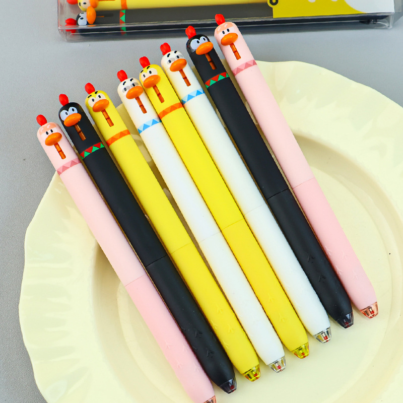 Cute and adorable little pet chick press the gel pen to relieve stress. Fun stationery, student practice pen, black ST quick-drying signature pen Specification drawing