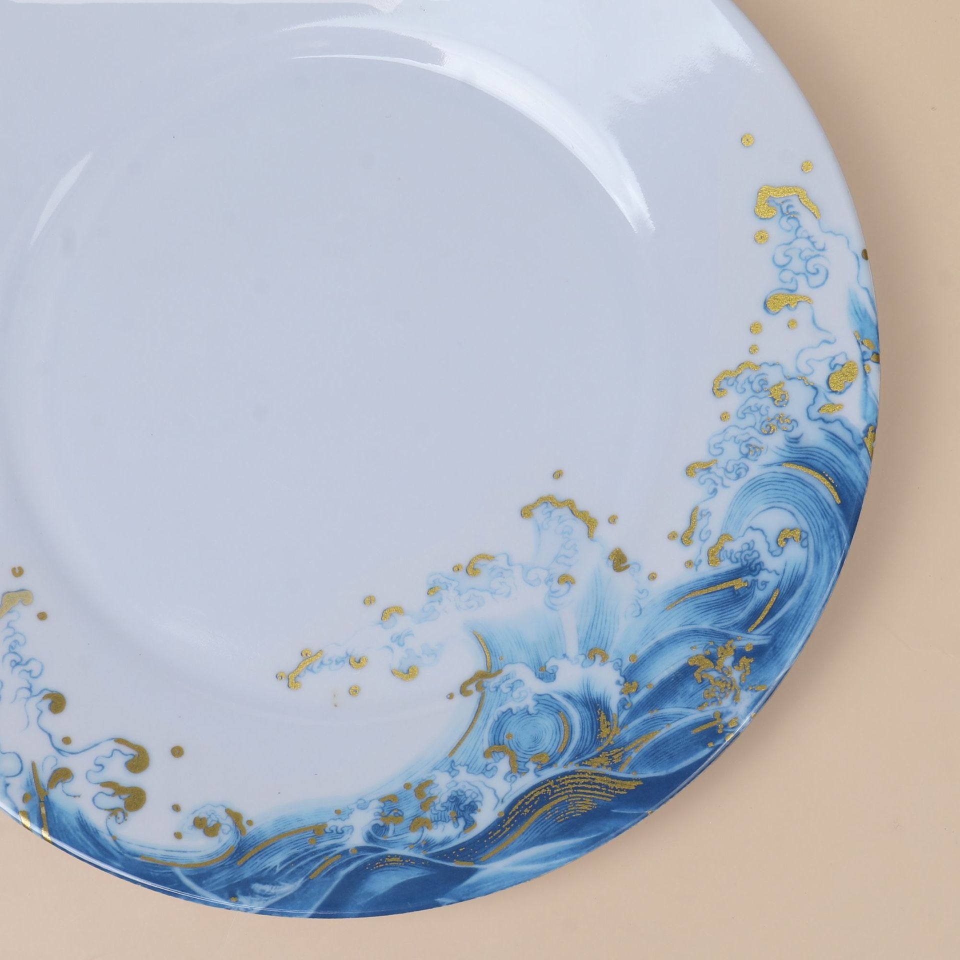 Foreign trade melamine small bowl, blue wave imitation porcelain bowl, home self-service fast food tableware, porridge 8910-inch rice bowl, soup bowl Specification drawing