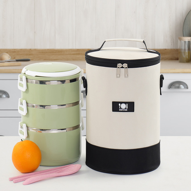 圆形饭盒袋手提保温袋加厚铝箔保温包上班族便当袋户外保鲜午餐包