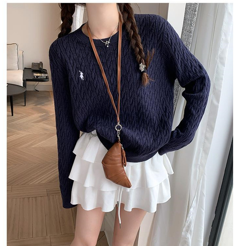 软糯毛衣女秋冬慵懒高级感2025新款麻花针织衫内搭打底上衣细节图