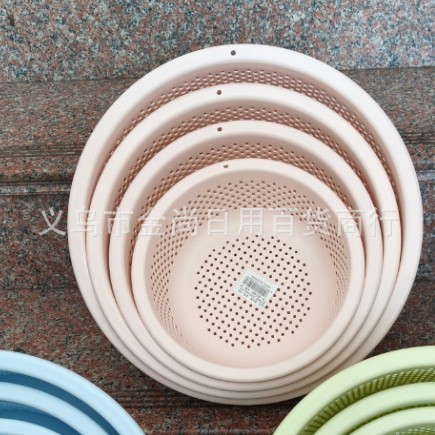 Thickened plastic kitchen bowls and chopsticks, fruit and vegetable washing drainage baskets, small, medium and extra-large drainage baskets, single-layer drainage baskets details Picture