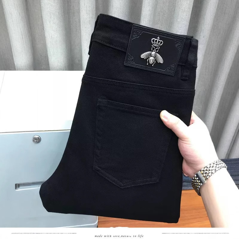 Tik yin el mismo estilo otoño nuevo nueve puntos jeans hombre grueso negro sólido alta tendencia stretch pantalones casuales de pies pequeños Application Scenario