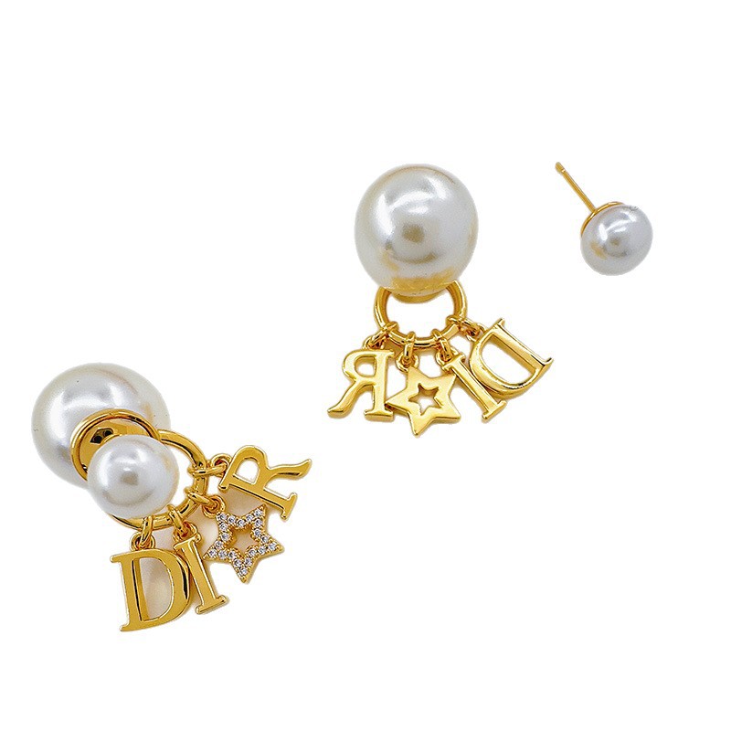 Celeste celeste nuevo estilo perla pendientes calado mujer de alta clase sentido multiplos pendientes luz lujo agujas plateadas orejeras fábrica Item Picture