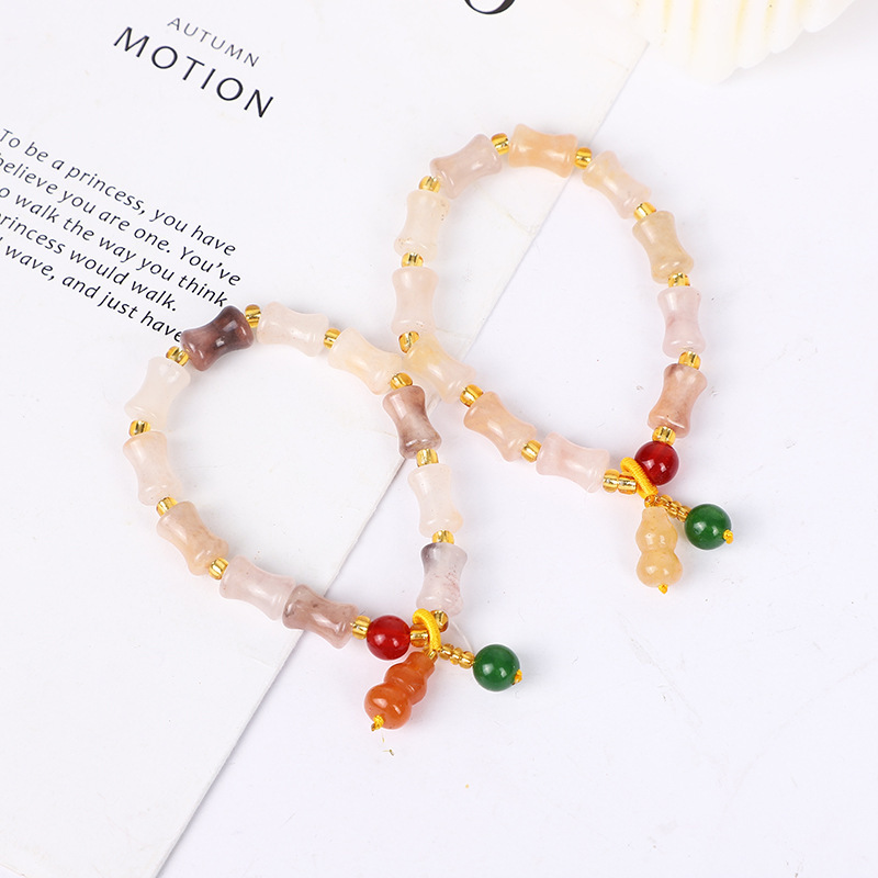 寺庙同款金丝玉竹节手链上岸节节高升首饰手串批发文玩手饰