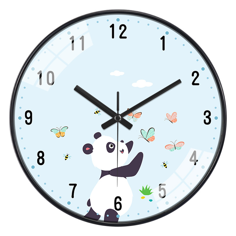 Silent children's room wall clock, cartoon cute clock for girls' and boys' bedrooms, Nordic simple living room clock without drilling Item Picture