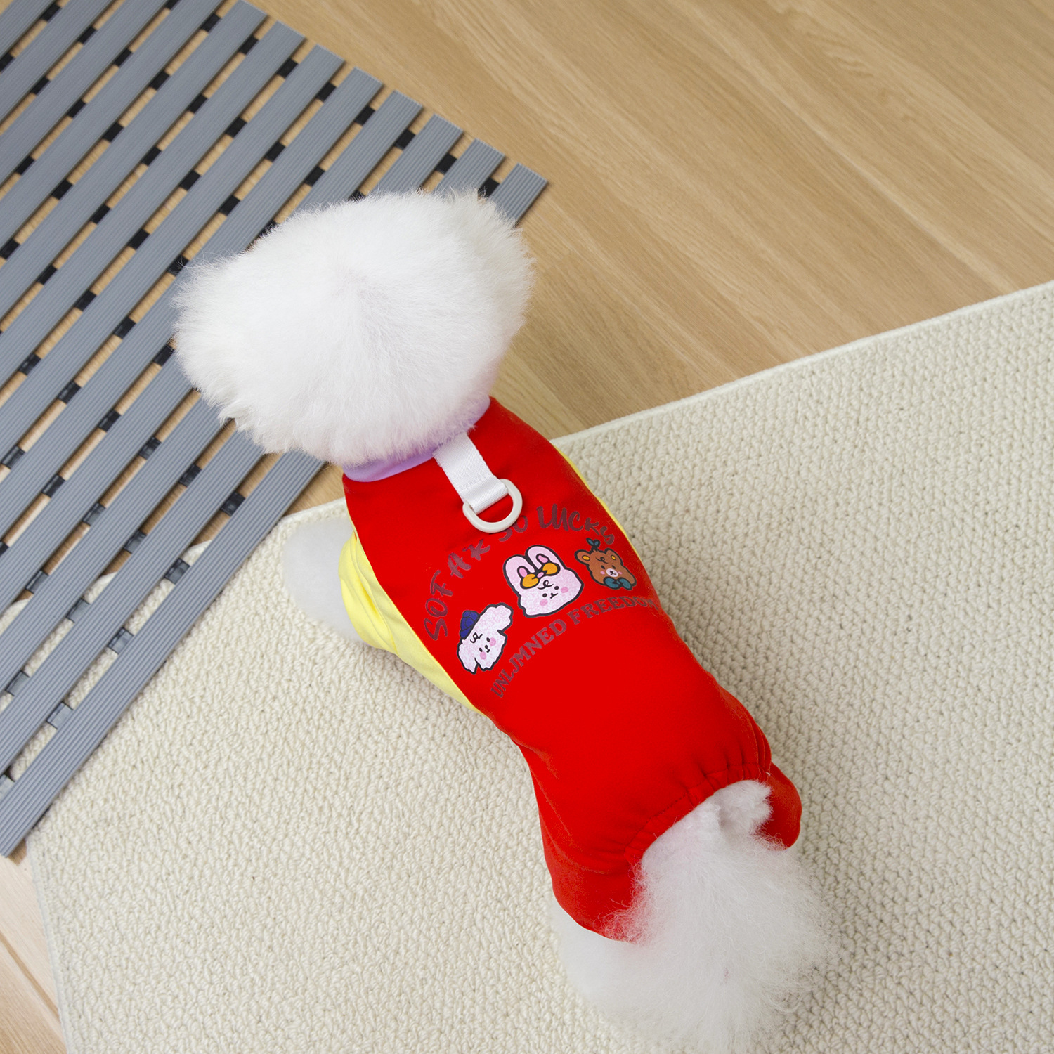 Perro mascota cuatro piernas ropa de perro medio cachorros ropa de gato productos para gatos otoño e invierno de peluche cuatro piernas ropa de teddy fafa ropa de combate details Picture