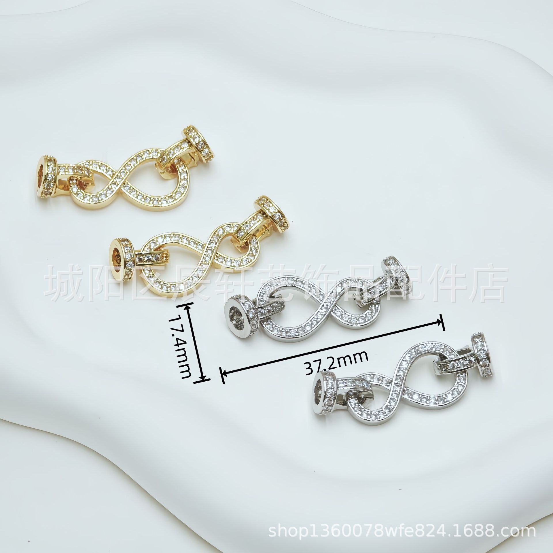 Wholesale of diy handcrafted accessories for 18k classic necklaces and bracelets with micro-inlaid white stone color retention and real gold plating Specification image