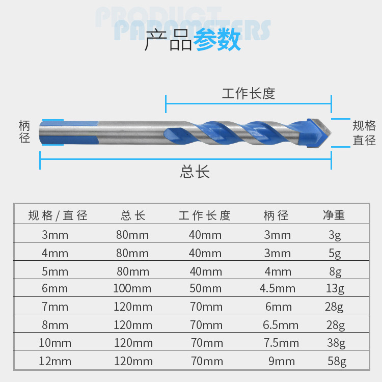 6mm multi-functional twisted ceramic drill bit, ceramic glass hole opener, metal stainless steel reaming, alloy wall drill Application Scenario