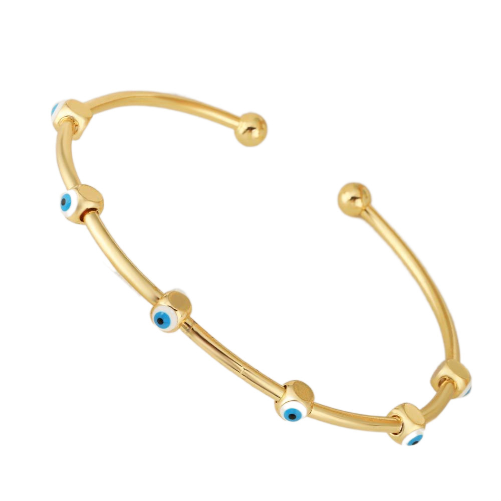 Cross-border new product: Devil's Eye Bracelet, a unique round bead fashion oil-dripping open bracelet, versatile jewelry and simple accessory Item Picture