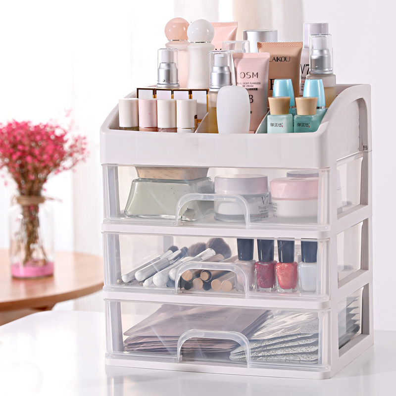 Desktop storage box, multi-layer cosmetic storage box, dressing table box, plastic storage rack, a must-have for student dormitories details Picture