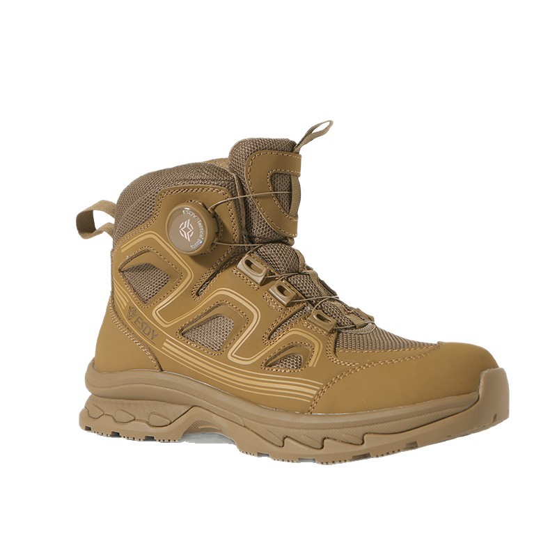 户外运动登山鞋男款防滑耐磨徒步鞋越野爬山鞋轻便缓震透气战术靴白底实物图