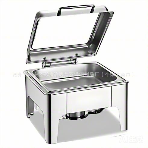 Cross-border square stainless steel buffet stove, hotel restaurant visible insulated alcohol stove, black flip-top dining stove, heating stove, dining stove Item Picture