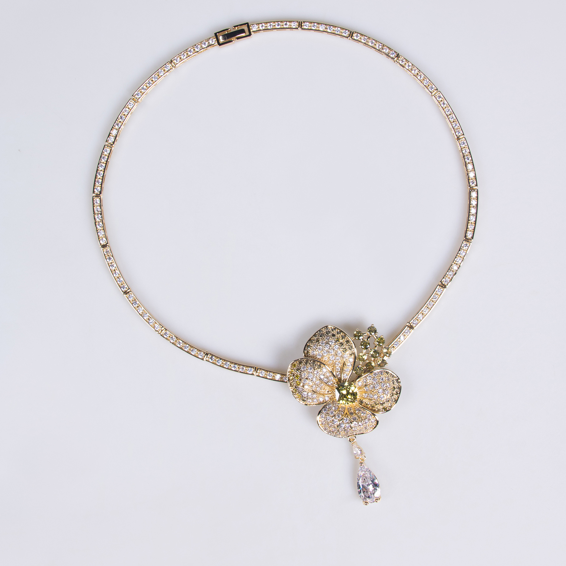 项链/珍珠/天然石项链/珍珠链条女款拼接气质/珍珠项链白底实物图