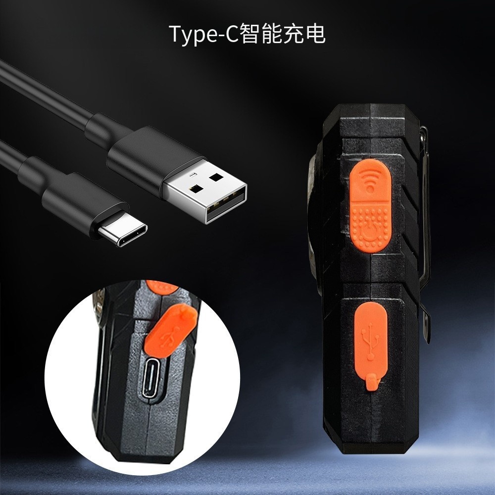 Smart sensing work flashlight: Portable magnetic sticker + clothes clip dual mode: 0-second automatic lighting, stop Specification image