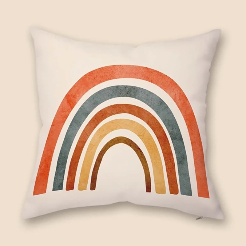 Cartoon printed throw pillow sofa, rainbow pillow, simple children's room decoration, customized creative home Application Scenario