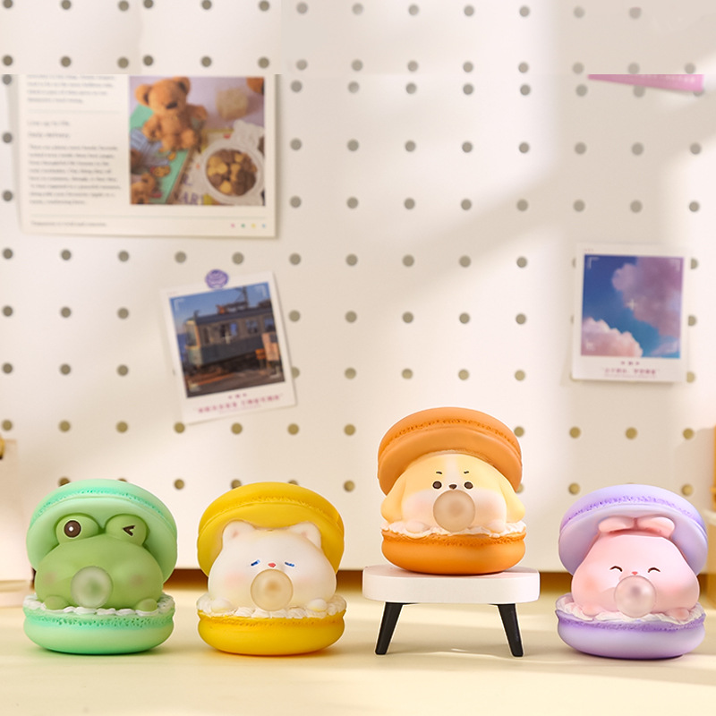 泡泡马克龙迷你可爱马卡龙家居装饰桌面小摆件车载软胶树脂工艺品