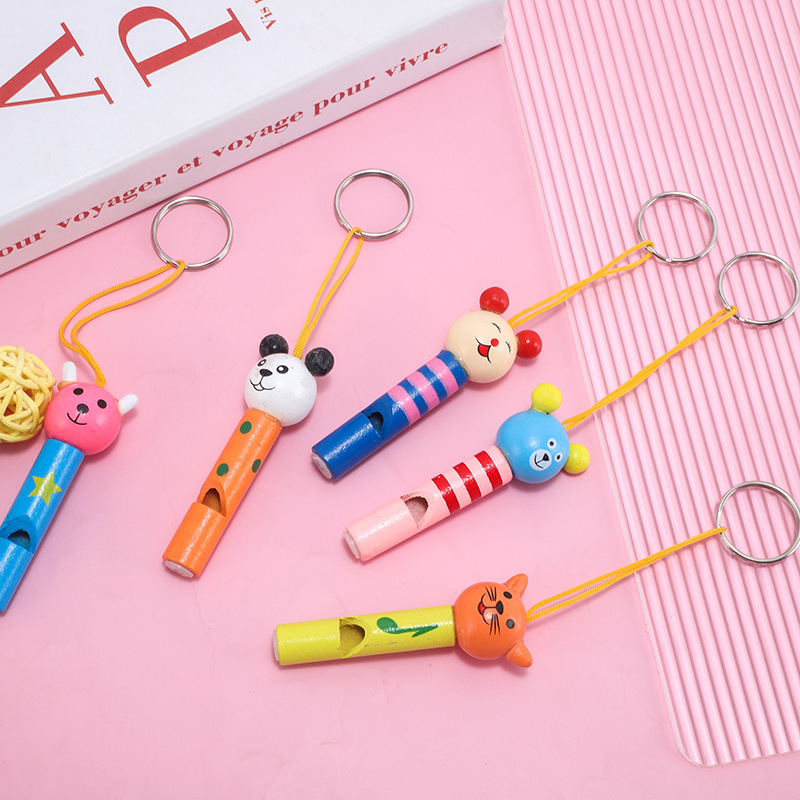 New wooden cartoon whistles, mini Musical Instruments, character shapes, children's wooden toys, wholesale from the manufacturer Specification image