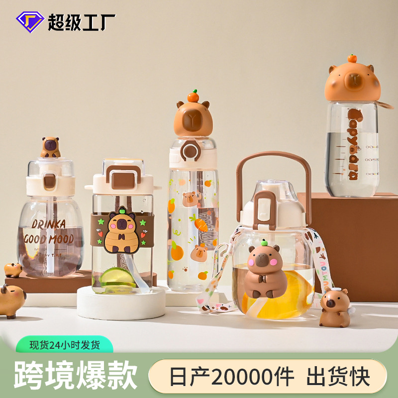 Creative cartoon water cup, large capacity, summer Internet celebrity, high appearance level, big belly cup, student outdoor portable, children's casual cup