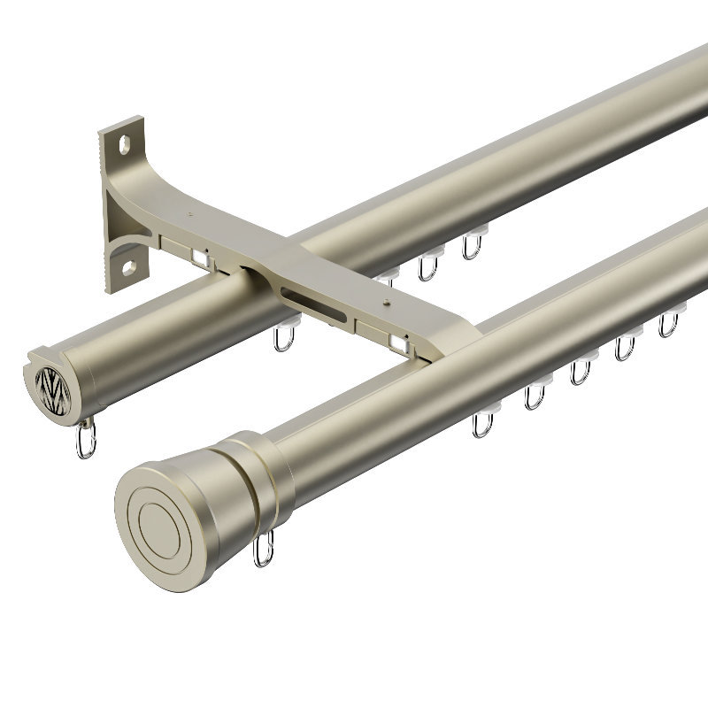 铝合金罗马杆下滑轨窗帘轨道杆窗帘杆滑轨罗马杆滑轨一体杆侧装白底实物图