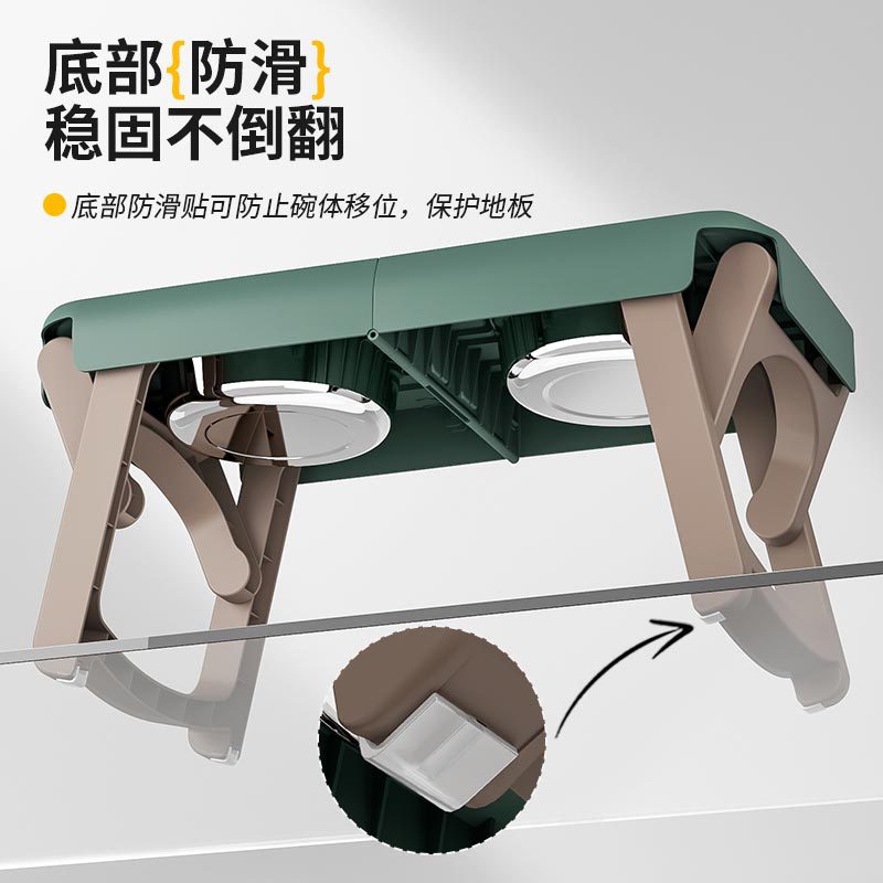 Carefully selected foldable pet supplies for going out: high-legged feeding bowl with anti-slip stand, stainless steel drinking bowl, dog food bowl, extra-large size Specification image