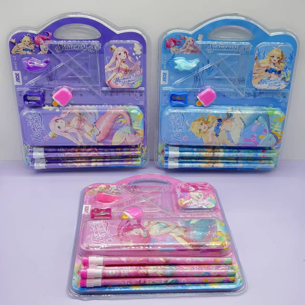 Children's gift Mermaid Stationery Set Gift Box, back-to-school big gift package, primary school pencil set for learning