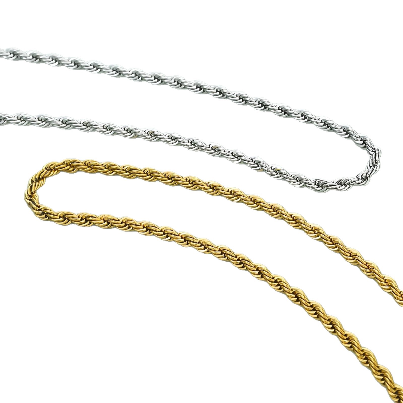 Acero inoxidable cadena de cáñamo cadena de cuerda torcida multi-especificación oro plata diy accesorios de cadena para hombre y mujer base collar Item Picture