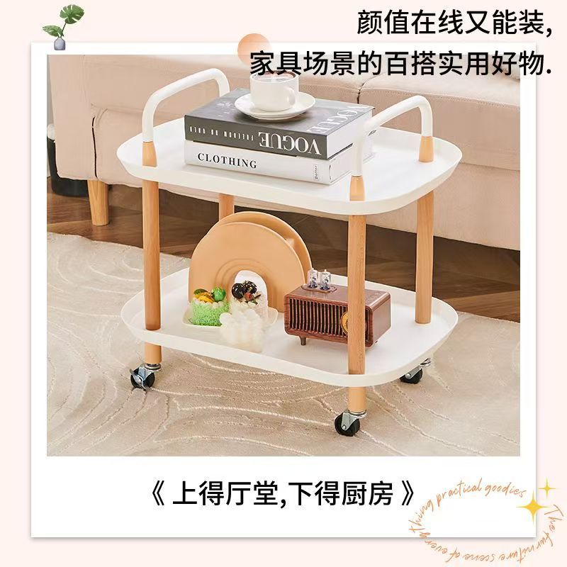 Nordic multi-layer trolley, bedroom bedside, balcony movable, household coffee table, floor storage rack manufacturer Specification image