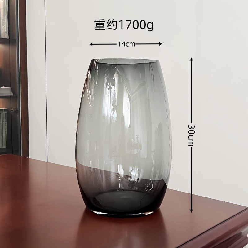 Simple, creative, high-end, natural color glass vase, transparent living room flower arrangement, tulip, lily, table decoration, flower vases details Picture