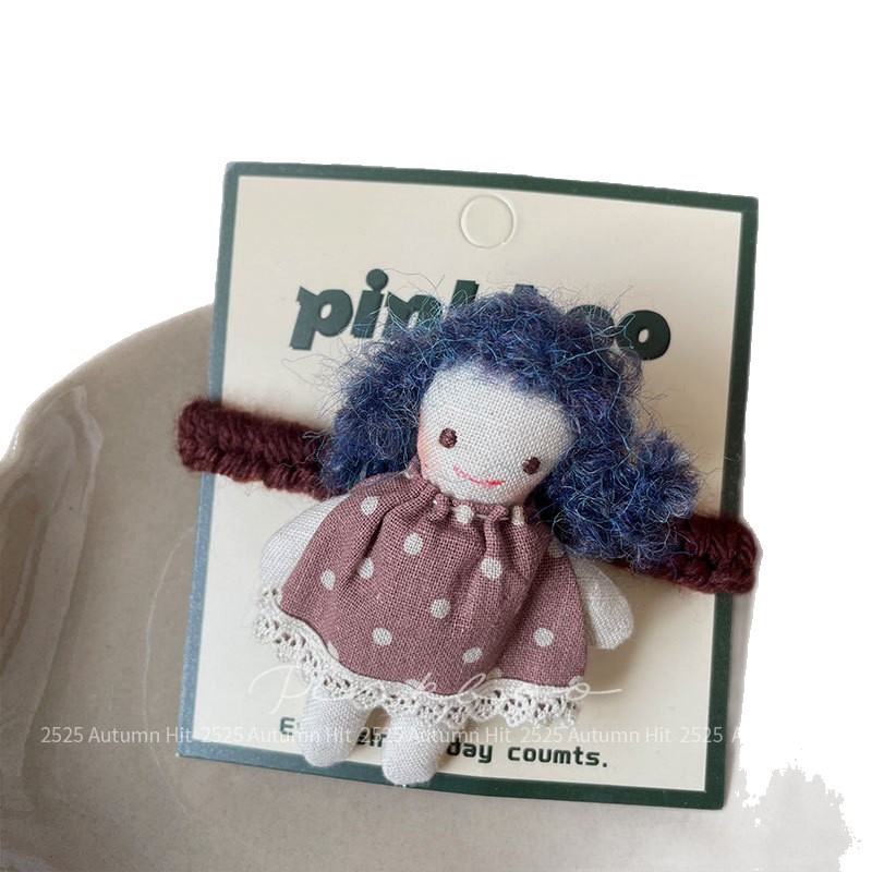 Nueva versión coreana toalla de otoño aros de pelo niños de alta elasticidad bolas de cola de caballo aros de pelo cute osito accesorios de pelo pinkboo 3d handmade dolls aros de pelo dibujos animados estilo de punto retro cute otoño invierno Item Picture