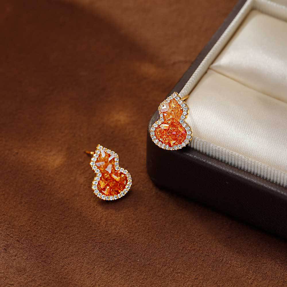 Hyacinth luz de lujo color creciente cristal calabaza pendientes para mujeres luz de lujo nicho alto sentido de temperamento pendientes únicos hermosos orejas Specification image