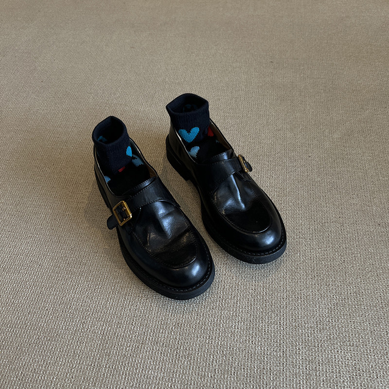 牛皮2025真皮厚底乐福鞋春秋单鞋黑色百搭鞋子英伦学院风小皮鞋女