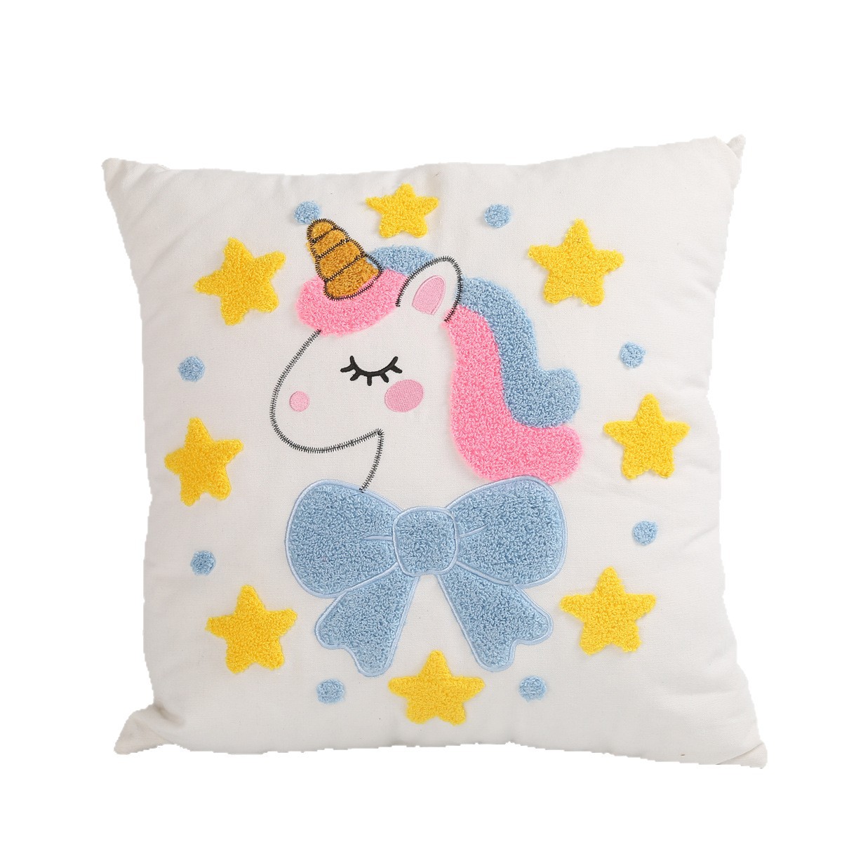 Cute cartoon embroidered cushions, adorable animal bay window cushions, living room sofa cushions, pillowcases, unicorn cushions Item Picture